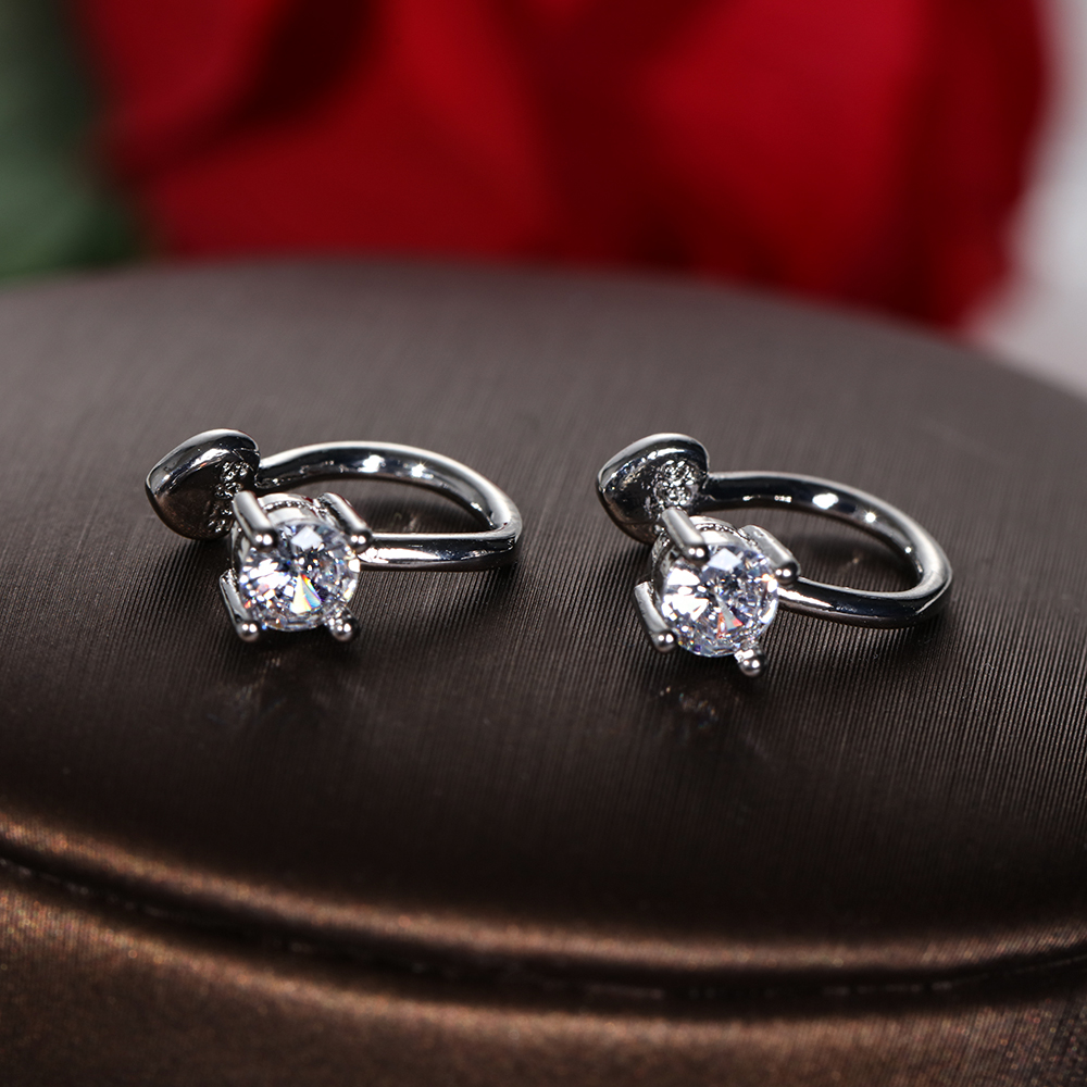 Khuyên kẹp vành tai đính đá zircon không cần xỏ lỗ kích thước 6/ 4mm