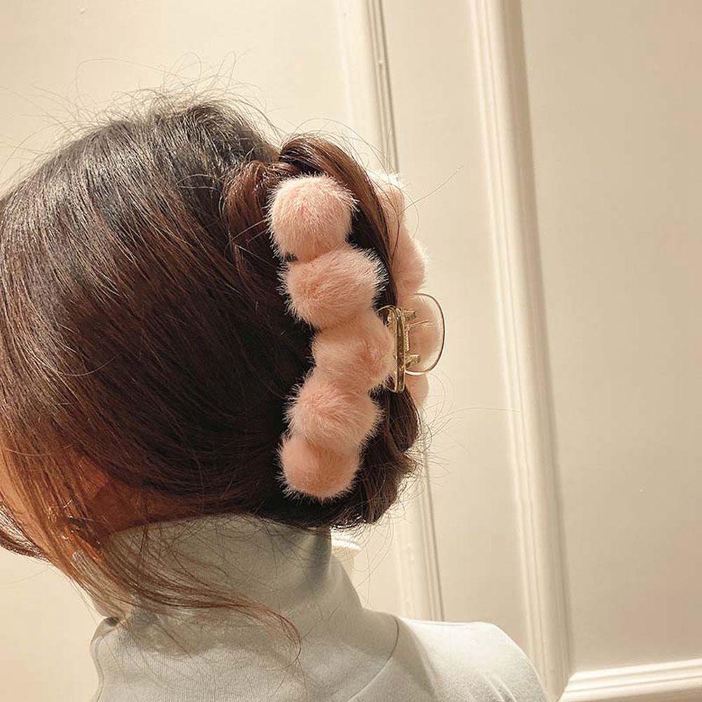 Kẹp Tóc Đính Bóng Lông Đơn Giản Phong Cách Vintage Cho Nữ