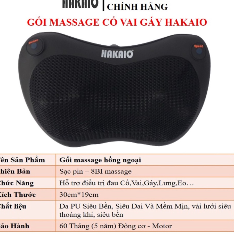 Gối Massage OCHIWA sạc pin Bảo hành 5 NĂM mát xa Vai Gáy 8 Bi Hồng Ngoại Công Nghệ Nhật Bản Cao Cấp