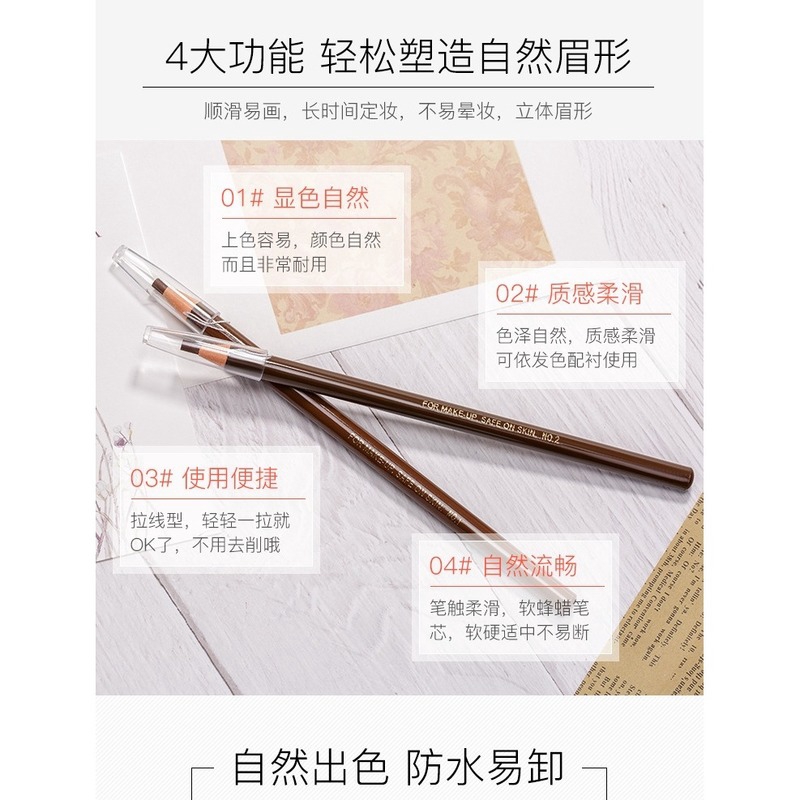 Bút Chì Kẻ Mày Dạng Xé Kháng Nước Chống Mồ Hôi Không Phai Màu Tiện Dụng