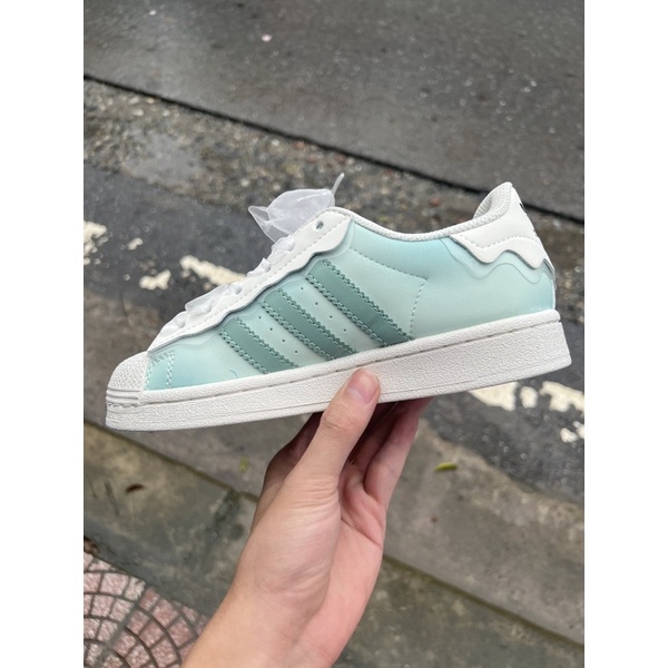 Giày thể thao adidas sò Xanh hàng SC mẫu mới 2022, Giày Superstar Cloud White Mũi Sò Bản