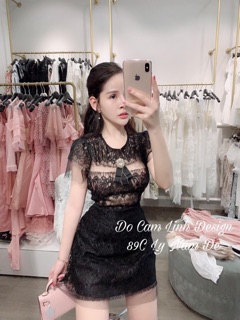 Váy ren cổ nơ