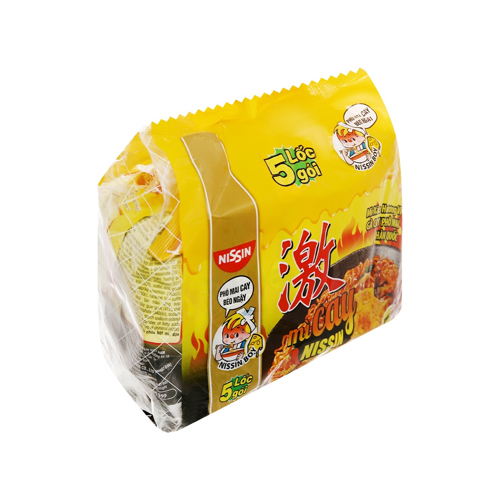 Lốc 5 gói mì cay Nissin vị gà cay phô mai Hàn Quốc 72g