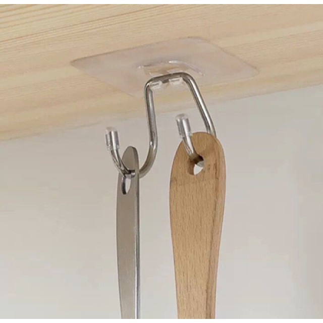 Móc Treo Tường Đa Năng,Móc 2 Râu Treo Đồ Chịu Lực Kèm Miếng Dán Tường Siêu Trắc Tiện Lợi