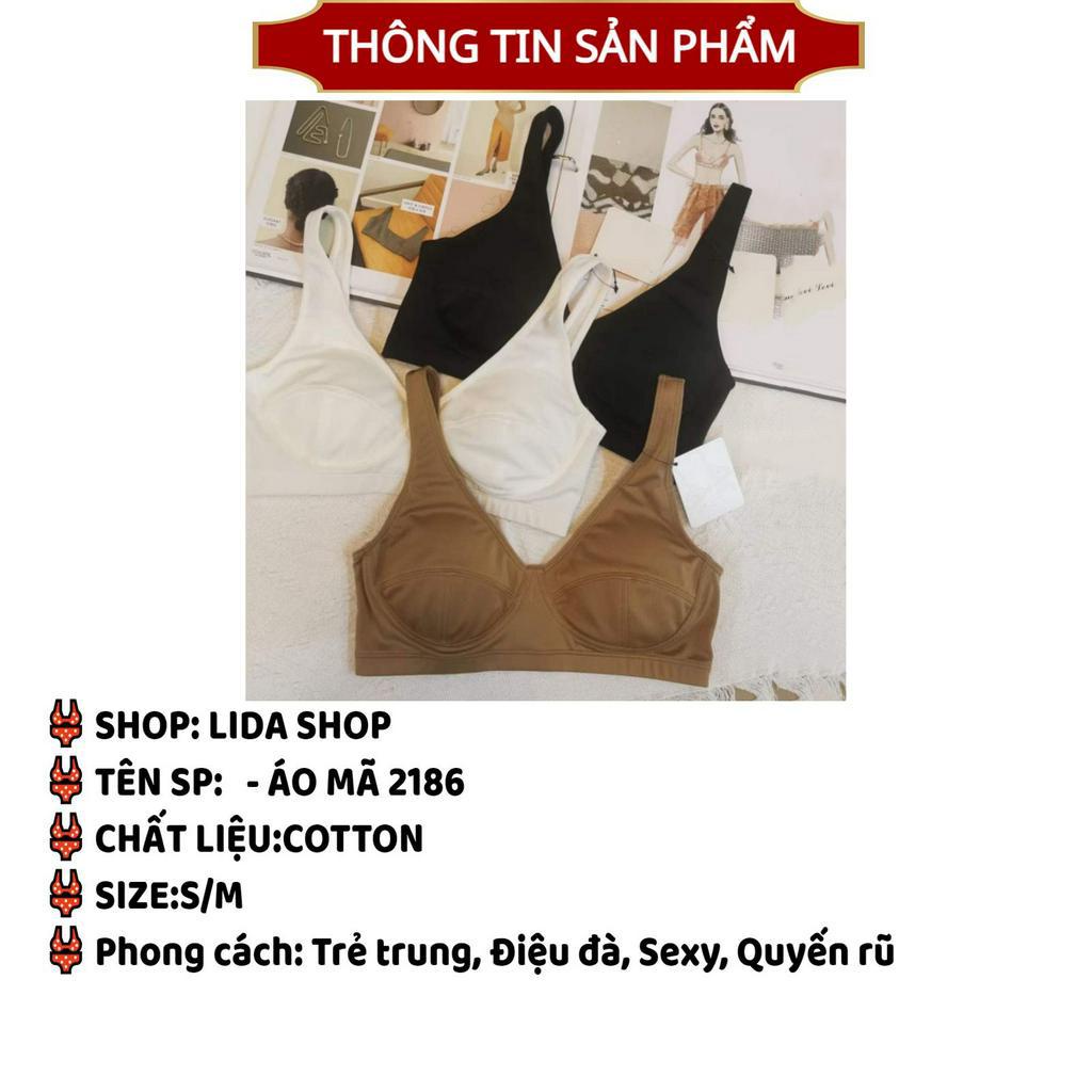 Áo Bra Nữ Cotton Lida Thiết Kế Trơn Dáng Basic Có Sắn Mút nâng ngực gợi cảm MÃ 2186