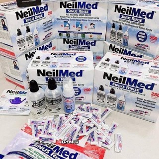 Set nước muối rửa mũi NeilMed Sinus Rinse - 1 xịt & 2 bình & 250 gói muối