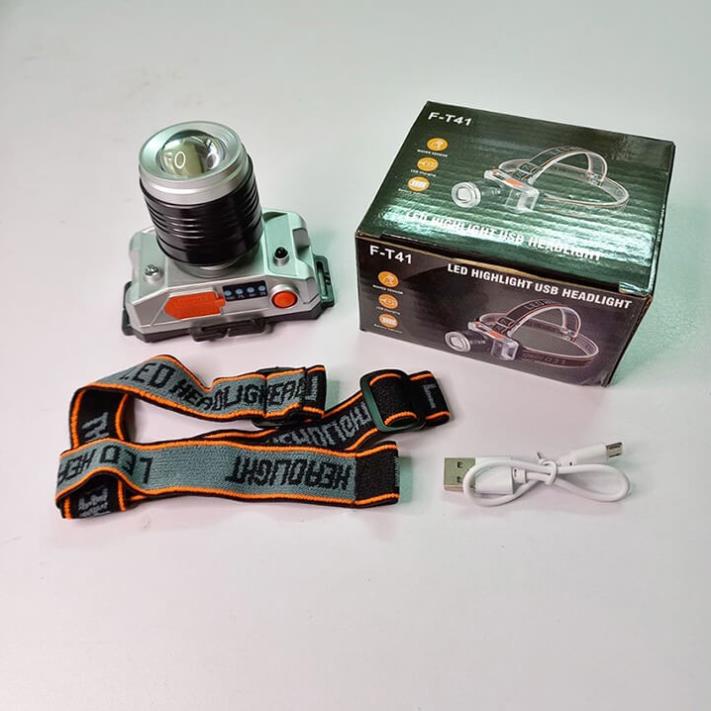 Đèn pin đội đầu 1 bóng cảm biến  siêu sáng chiếu xa 200m, chống thấm nước, Zoom xa gần