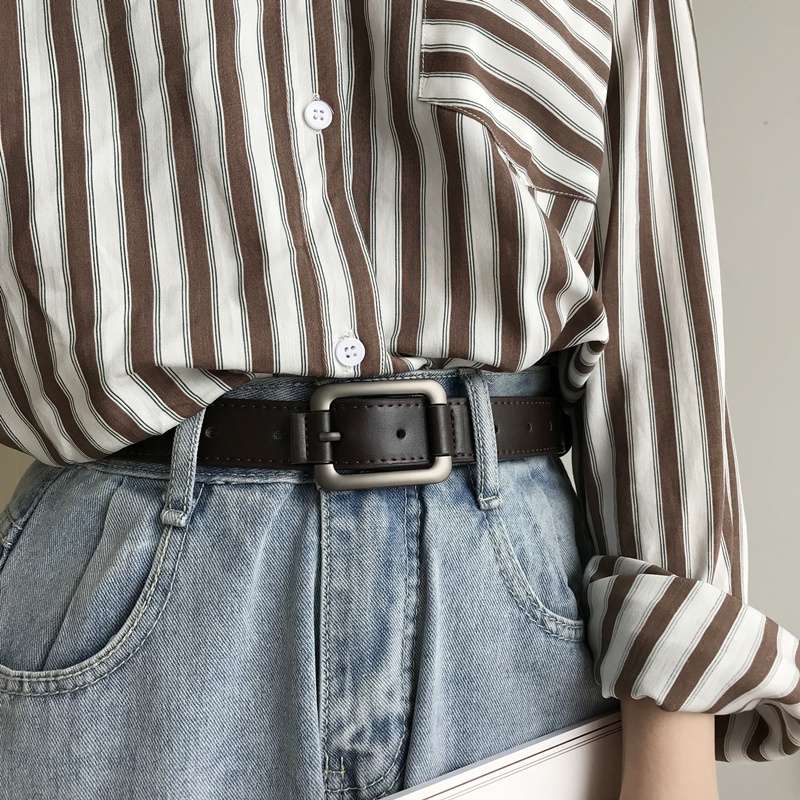 Thắt Lưng Màu Đen Phong Cách Hồng Kông Dễ Phối Đồ Thời Trang Cho Nam Và Nữ