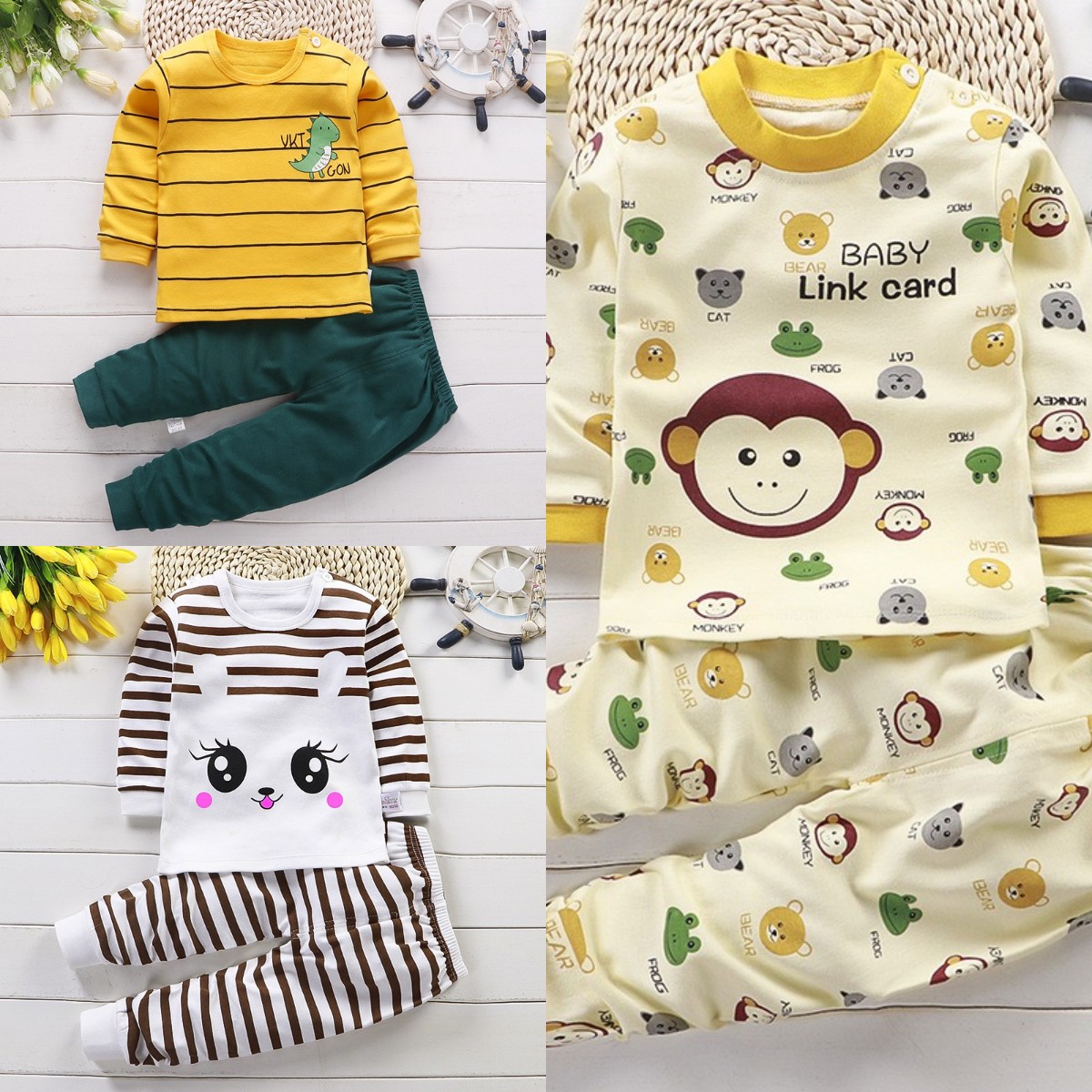 2pcs/set Baby boys/girls Clothing set Long Sleeve Pyjamas+pants Printed Clothing suits