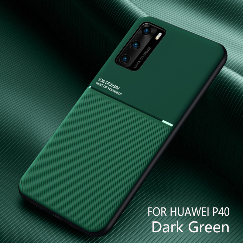 Ốp Điện Thoại TPU Phối Da Chống Sốc Mặt Nhám Có Từ Tính Cho Huawei P40 P40 Pro Huawei P40 Pro Plus