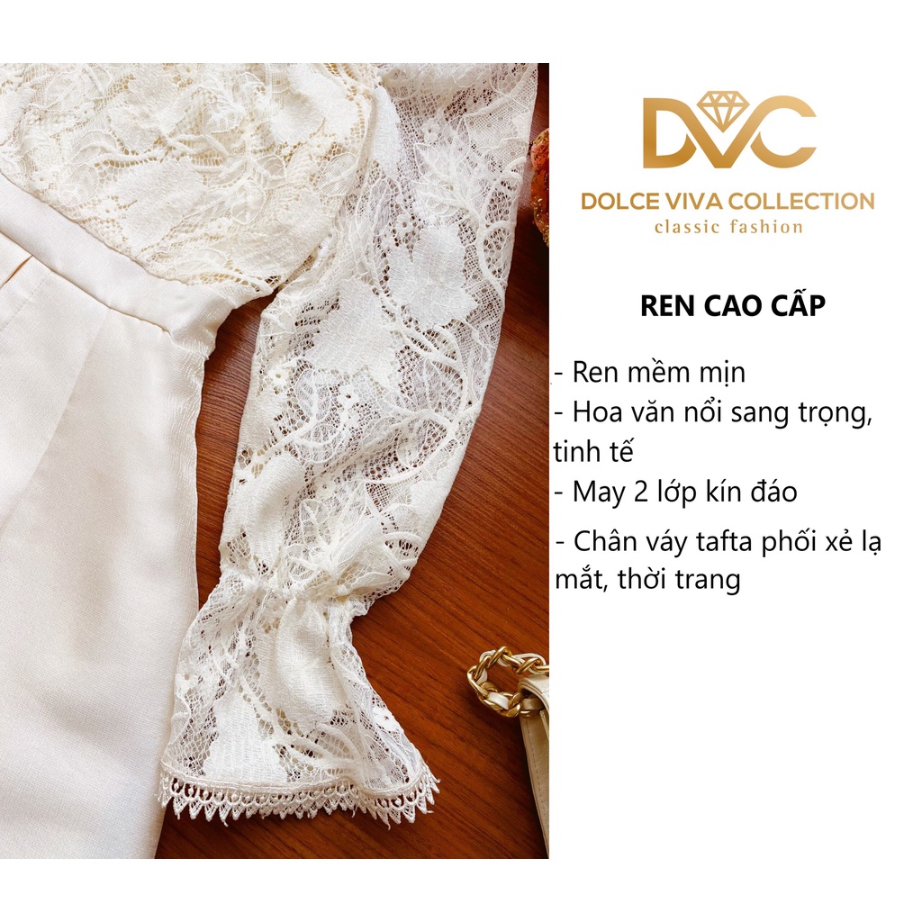 Váy ren mix tafta ren dài tay V2641 - DOLCE VIVA COLLECTION