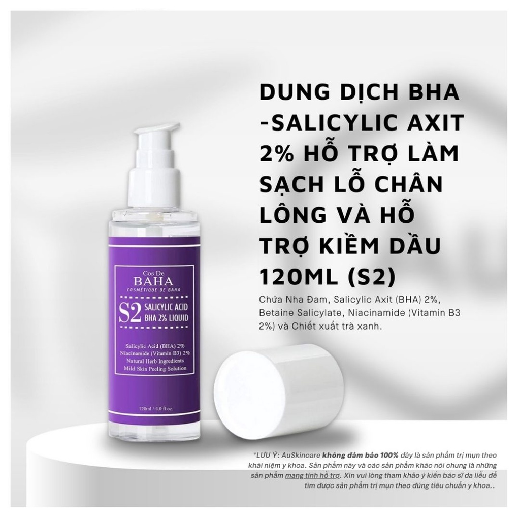 Cos De Baha- Dung Dịch BHA - Salicylic Axit 2% Hỗ Trợ Làm Sạch Lỗ Chân Lông và Kiềm Dầu 120ML (S2) | BigBuy360 - bigbuy360.vn