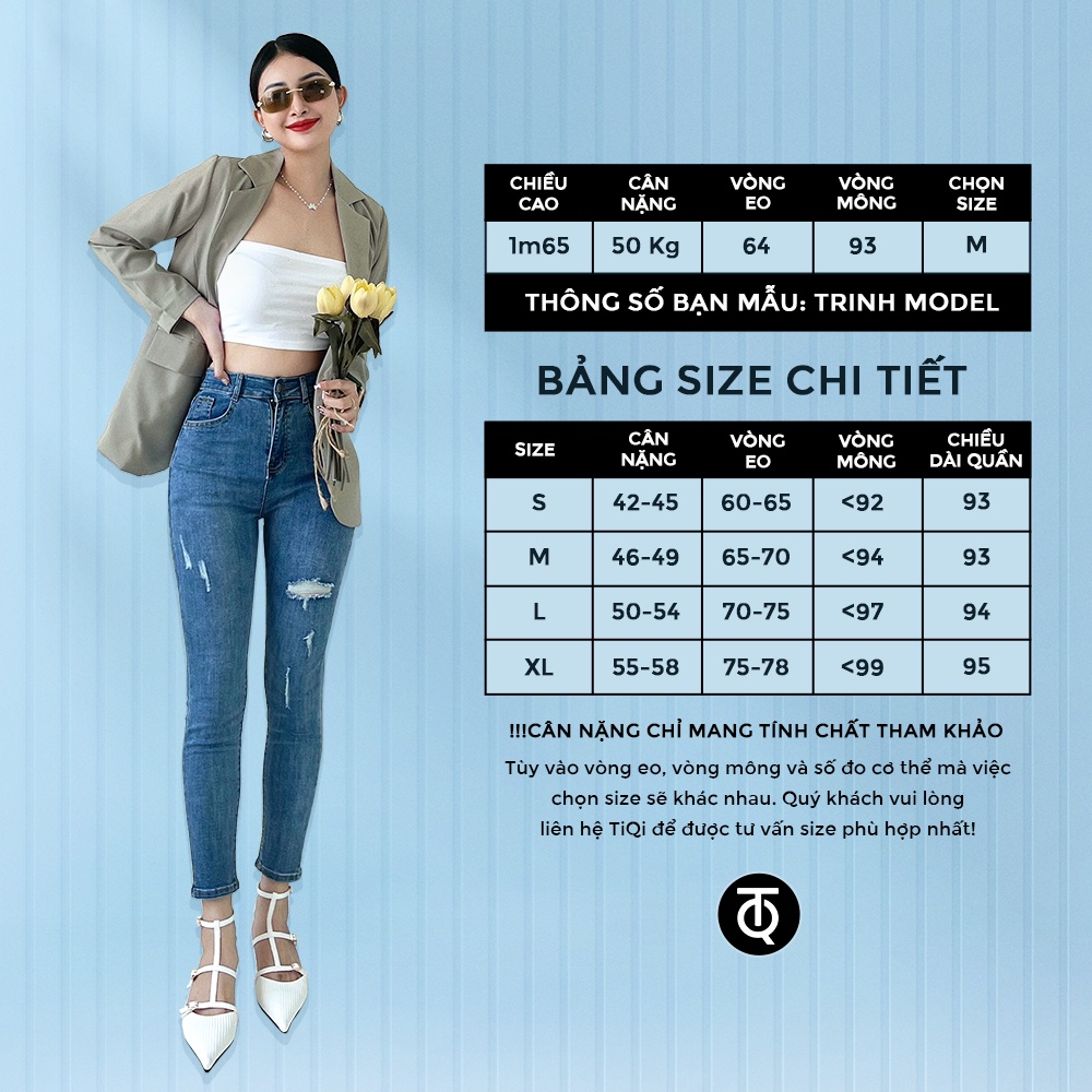 Quần Jean Skinny Jean Nữ Lưng Cao Tôn Dáng Form Ôm TiQi Jeans G1-513