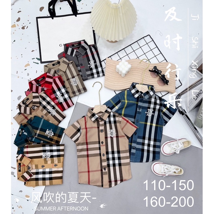 Áo sơ mi kẻ cho các bé trai đi học