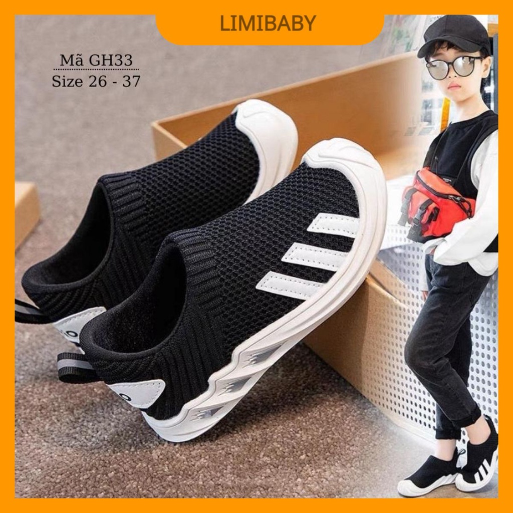 Giày lưới cho bé trai lười thoáng mát LIMIBABY chất liệu êm nhẹ dáng thể thao trẻ em đi học đi biển 3 - 12 tuổi GH33