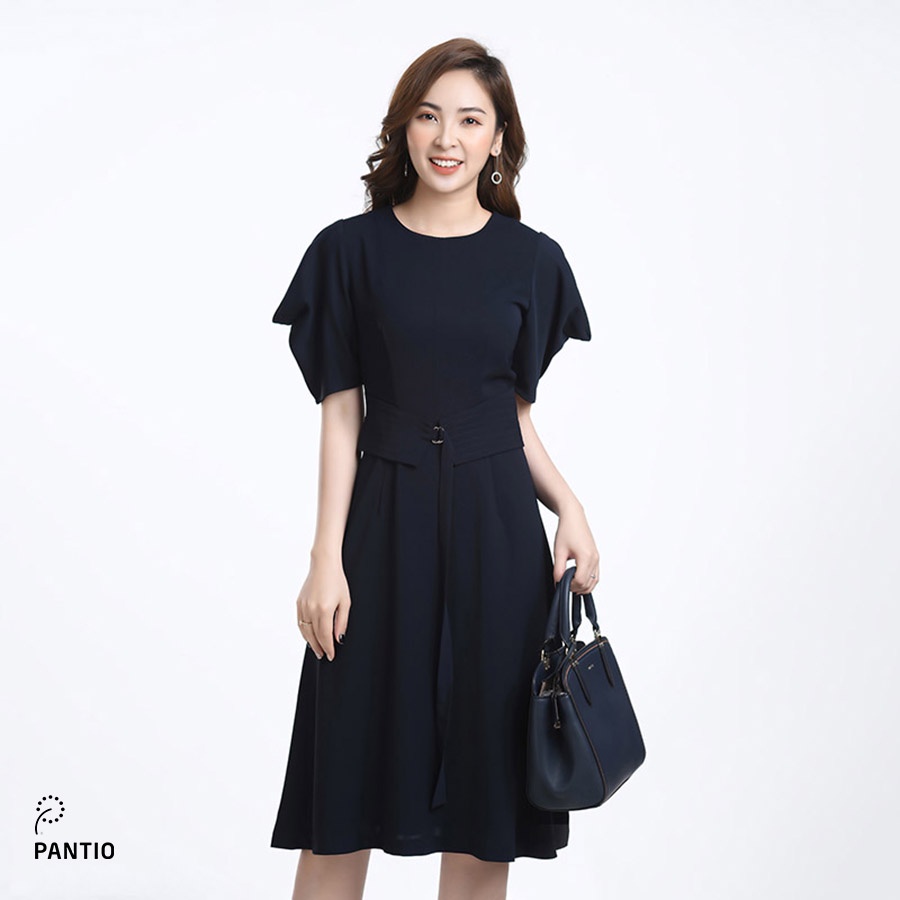 Đầm công sở chất liệu thô mềm cánh tay bồng dáng xòe FDC32732 - PANTIO