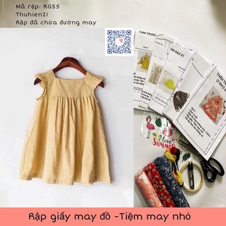 RẬP GIẤY ( Bản vẽ) _RG55_rập váy cổ vuông bé gái