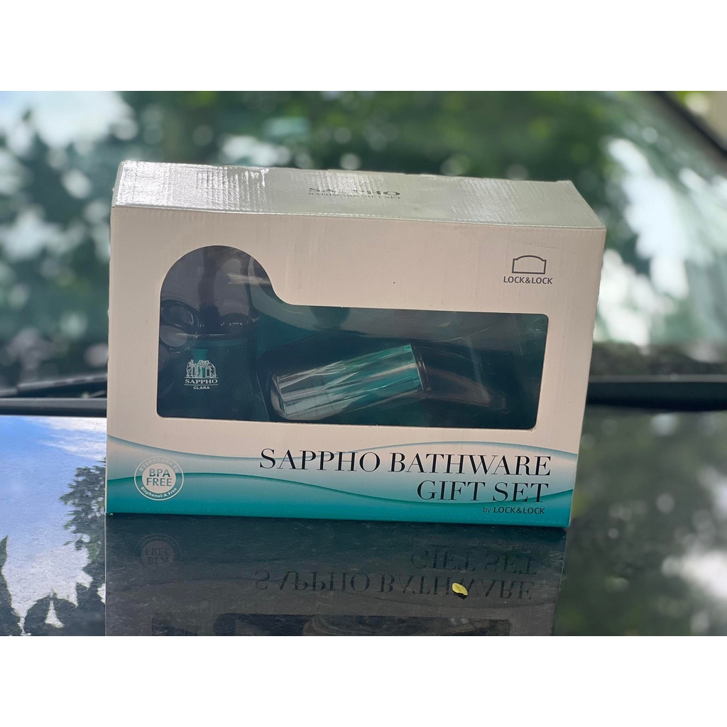 Bộ cốc, bình xà phòng, đựng bàn chải kèm khay cao cấp LocknLock Sappho Clara LBW130