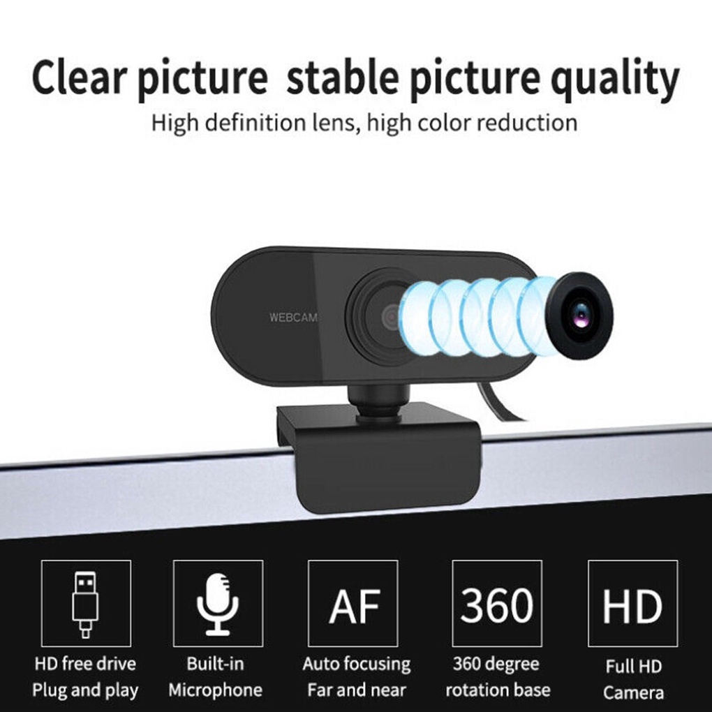 Webcam máy tính độ phân giải Full HD 1080p lấy nét rõ chân thực cho pc/tv