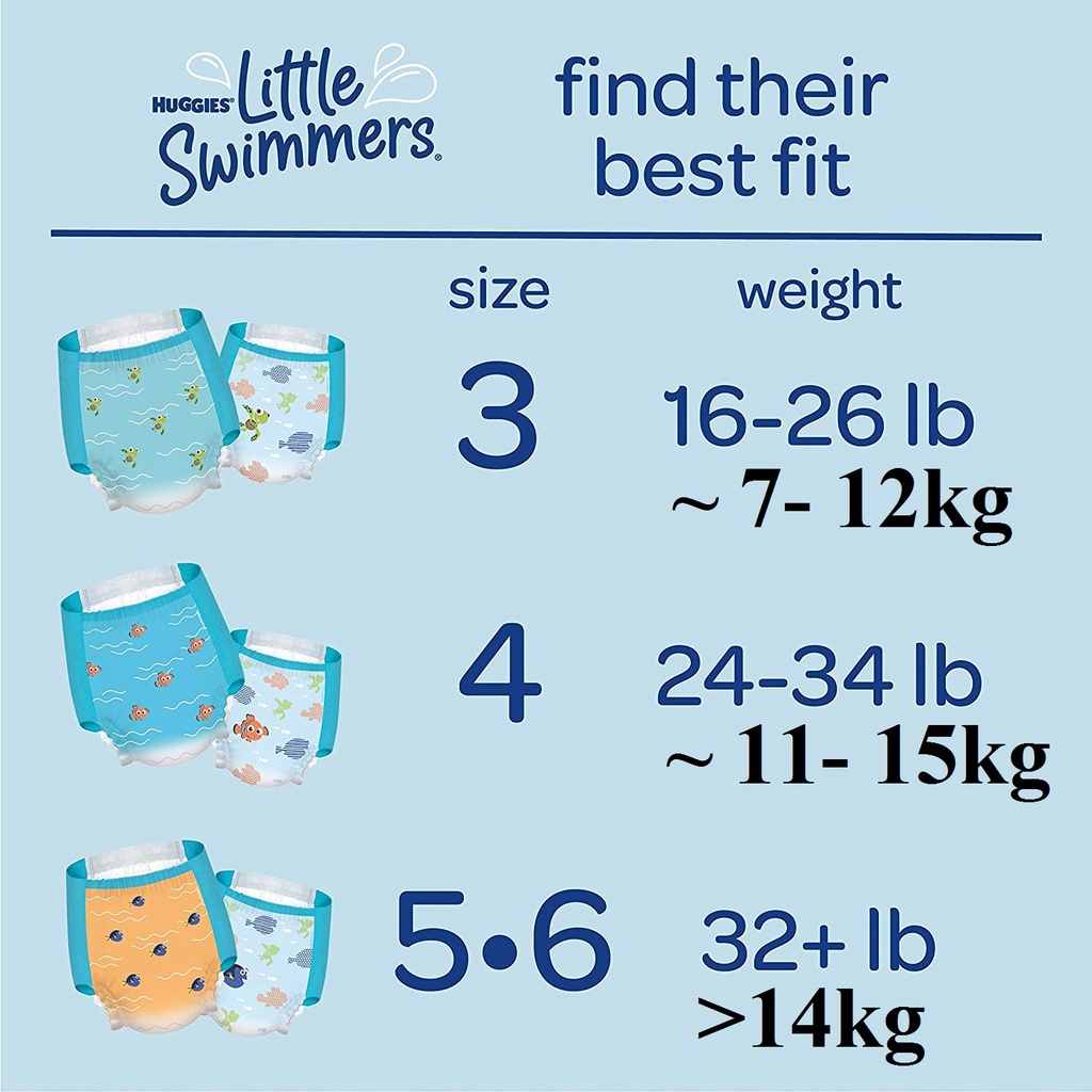 Tã Bỉm quần bơi Huggies Little Swimmers Swim Diapers USA có 3 size S M L cho bé 1 cái.