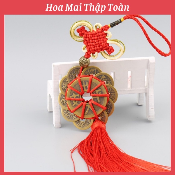 Dây Tiền Xu Hoa Mai Phong Thủy 10 Cánh Bằng Đồng