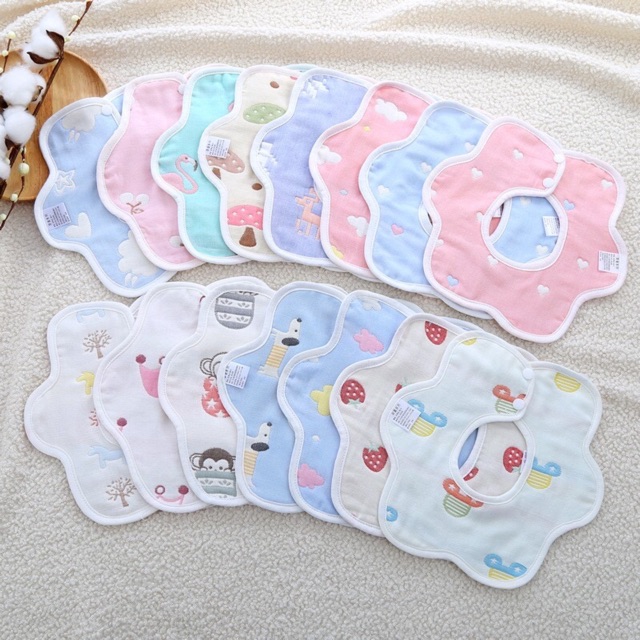 Yếm xô - yếm tròn Lee 6 lớp 2 mặt - Yếm xoay 360 độ