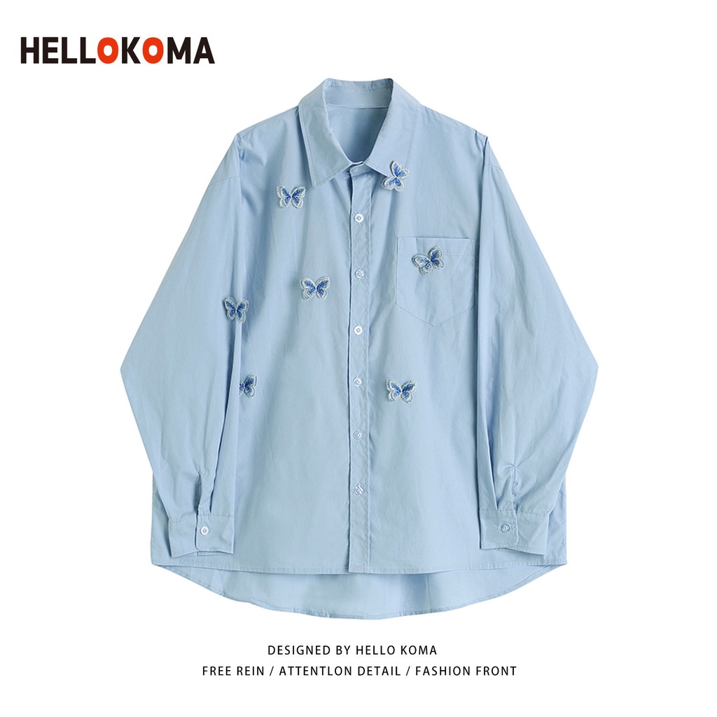 Hello KOMA Áo Khoác Sơ Mi Ba Chiều Dáng Rộng Ngọt Ngào Cao Cấp Thiết Kế Niche Cho Nữ Sinh