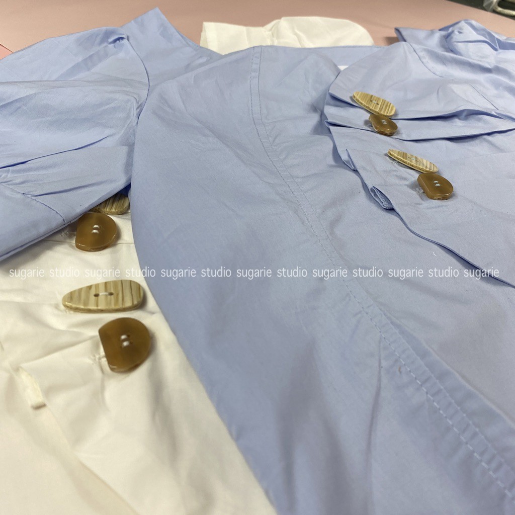Áo kiểu hoạ tiết cúc nổi bật SUGARIE (ảnh thật) | BigBuy360 - bigbuy360.vn