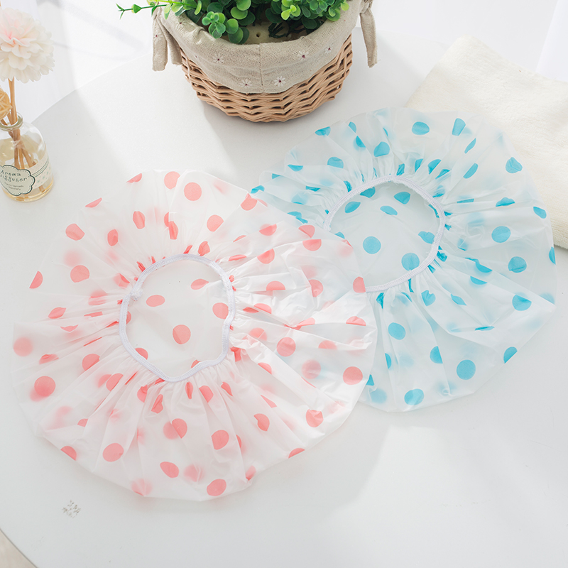 (Hàng Mới Về) Mũ Trùm Tóc Chống Thấm Nước Họa Tiết Chấm Bi Tiện Dụng