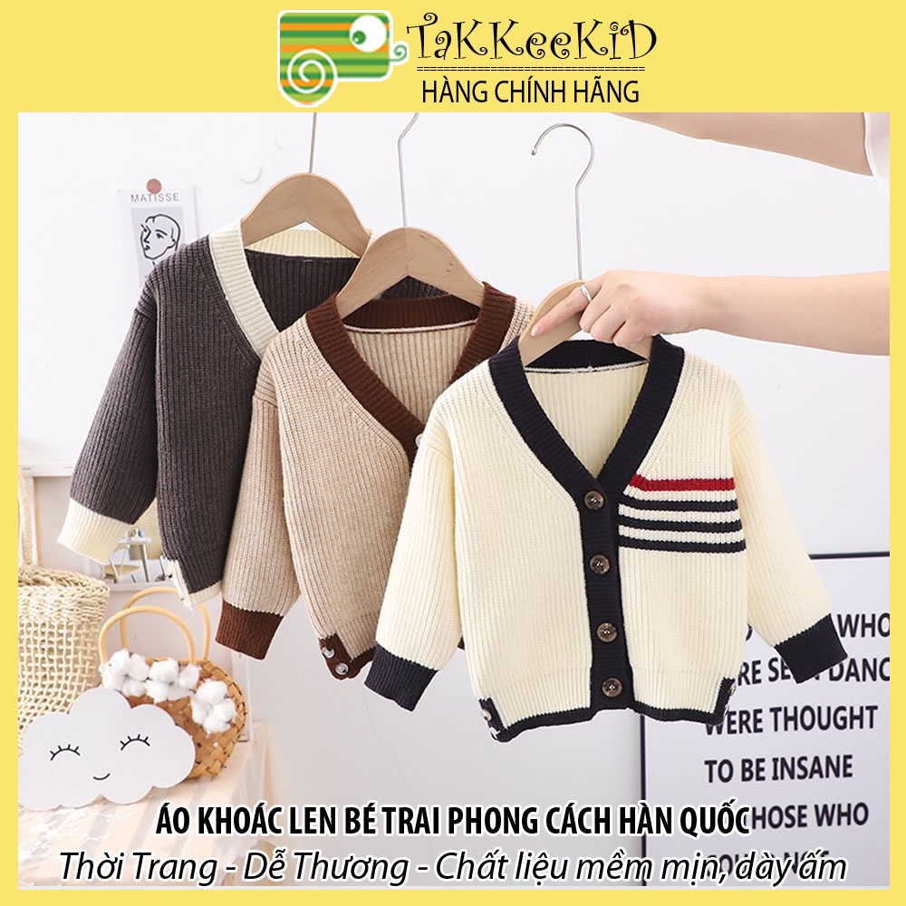 Áo Khoác Len Bé Trai Phong Cách Hàn Quốc Thời Trang, Size 1 Đến 6 Tuổi