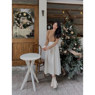 Chân váy nhung tăm dáng dài xếp ly nữ LYRA, chất tăm mịn xòe xinh xắn- VSYCD0028