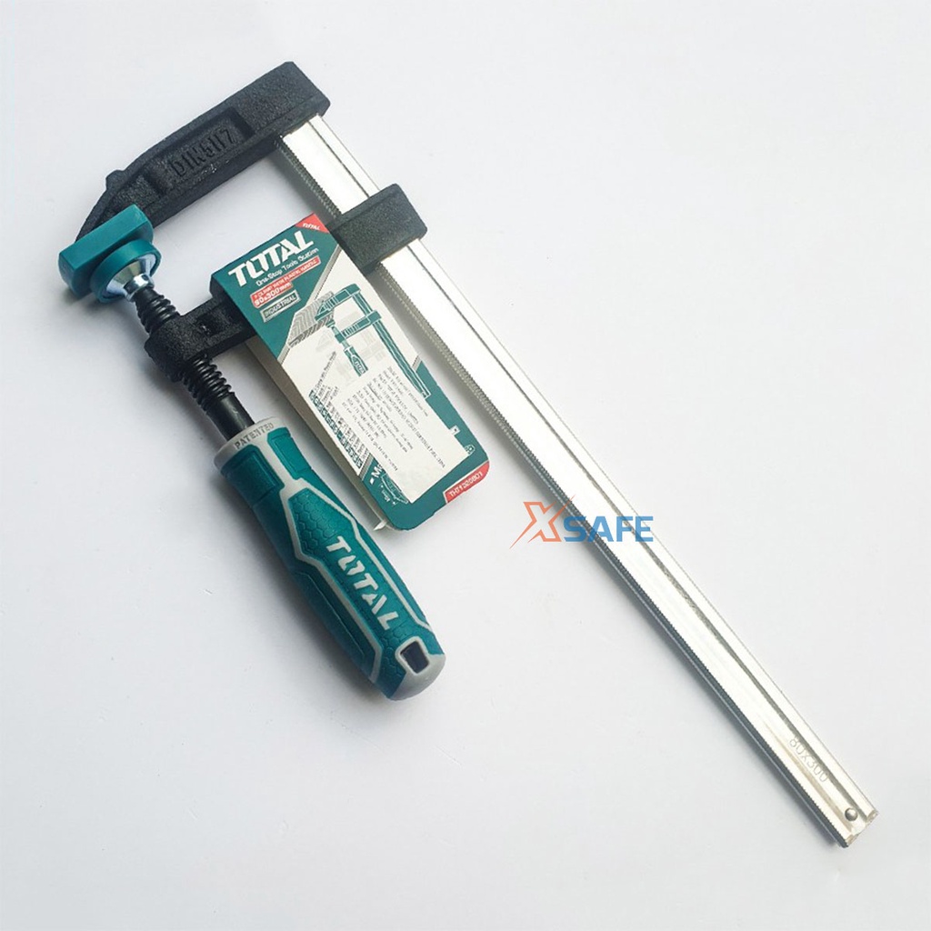 Kẹp gỗ chữ F TOTAL chất liệu thép Cr-V cao cấp, chống rỉ sét cong vênh trong quá trình sử dụng, thiết kế thông minh