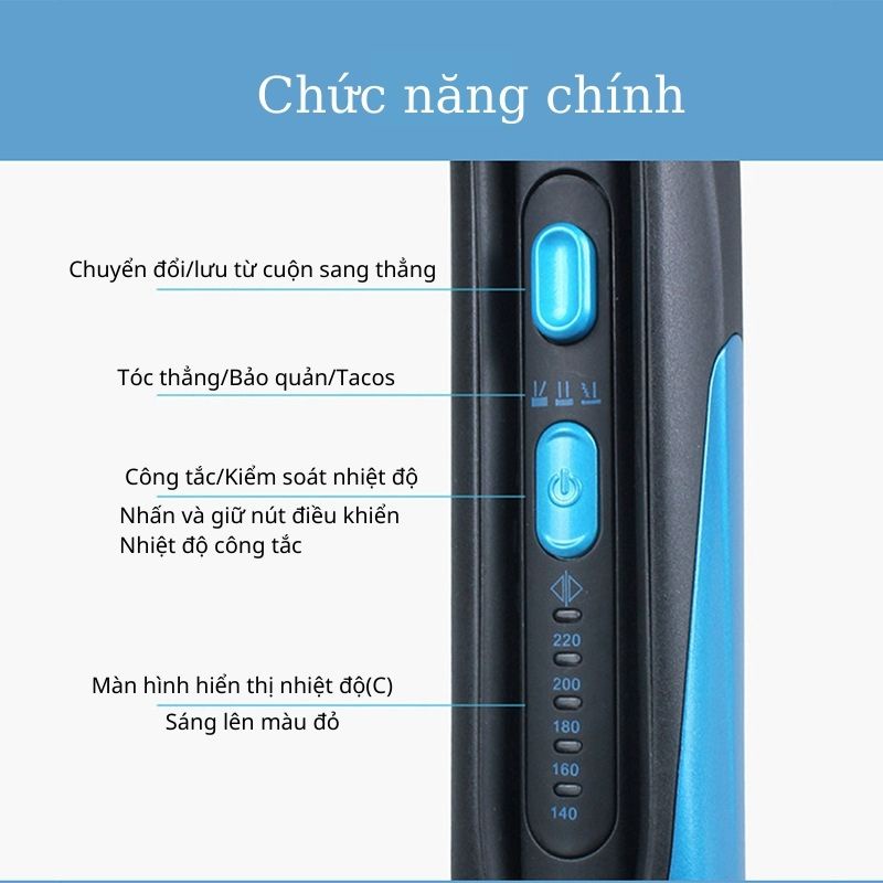 Máy làm tóc tự động, dụng cụ ép duỗi tóc, dập xù tạo kiểu tóc Kemei KM-2209 đa năng, có 4 mức chỉnh nhiệt