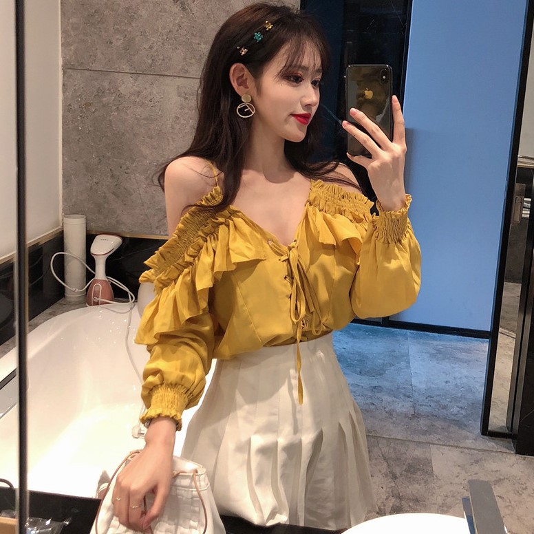 Áo sơ mi nữ trễ vai Emilyshop ulzzang