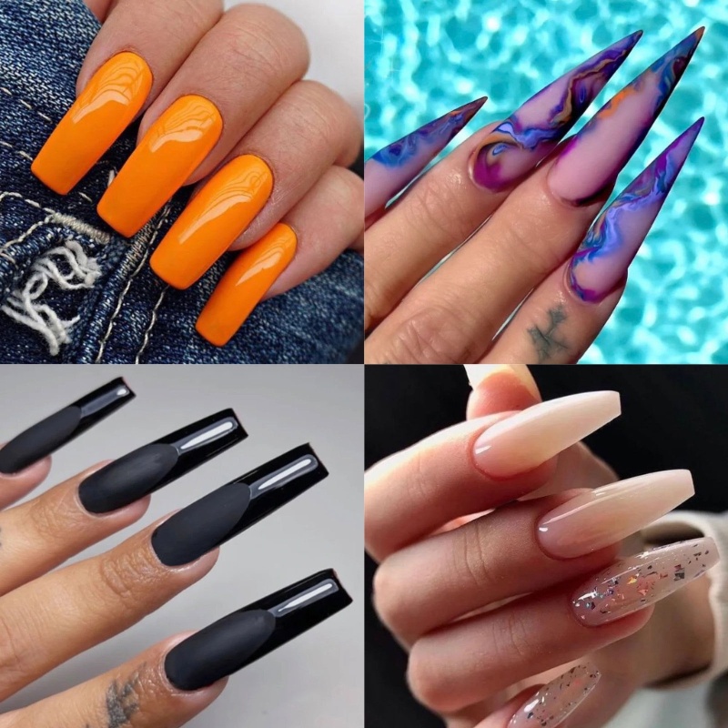 Set 500 Móng Tay Giả Acrylic Cong Che Phủ Nửa Móng Tay