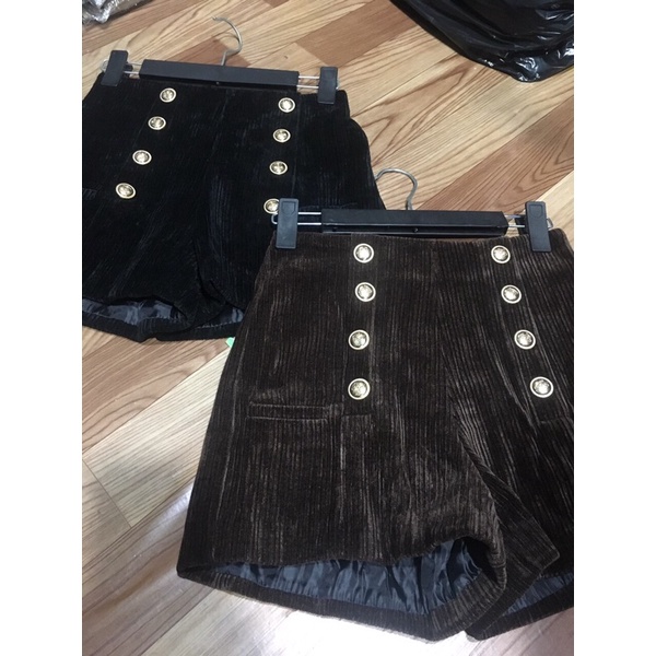 Quần shorts cạp cao 8 khuy hàng quảng Châu cao cấp, quần shorts nhung