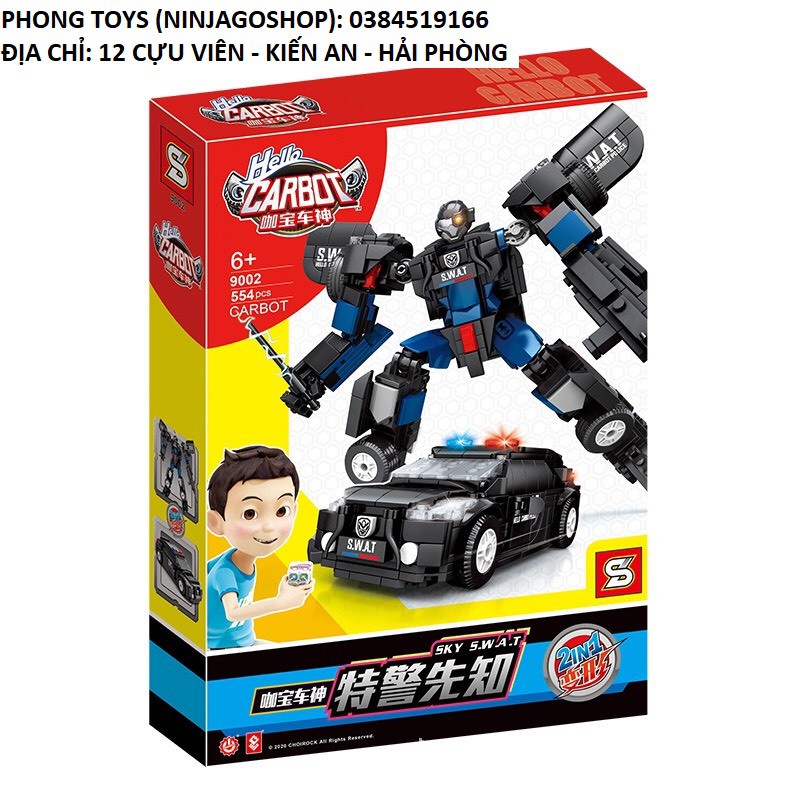 Lắp ráp xếp hình LEGO City Carbot 9002 : Xe cảnh sát SWAT biến hình Người máy 2 in 1 554 mảnh