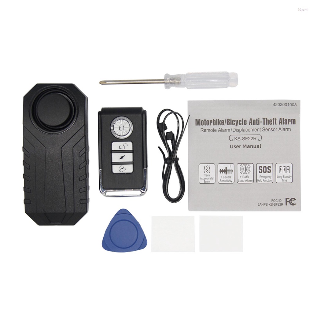 Chuông Báo Động Cảm Biến Rung Chống Trộm Không Dây 113db Chống Nước Kèm Remote Điều Khiển Cho Xe Đạp / Xe Máy