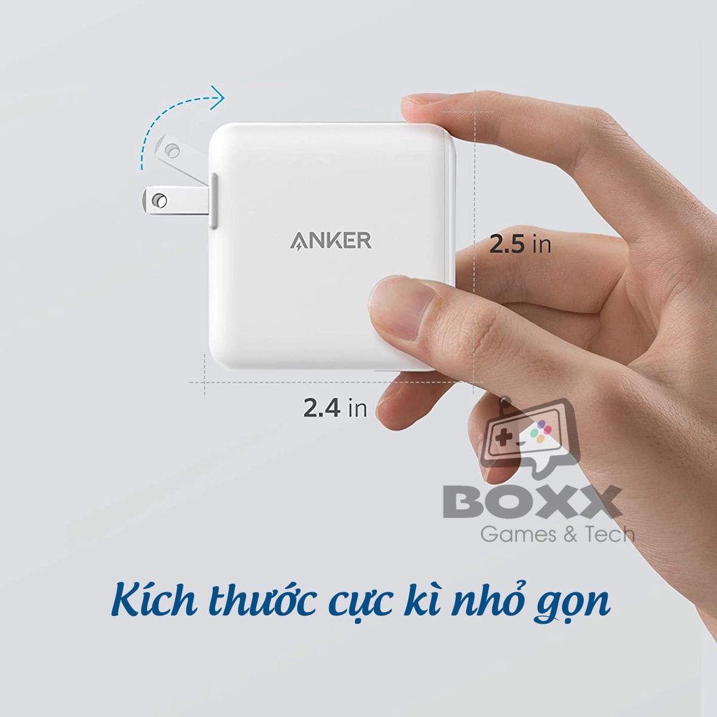 Cốc sạc Anker PowerPort PD+2 33W 2 cổng A2626, củ sạc nhanh cho Iphone Android