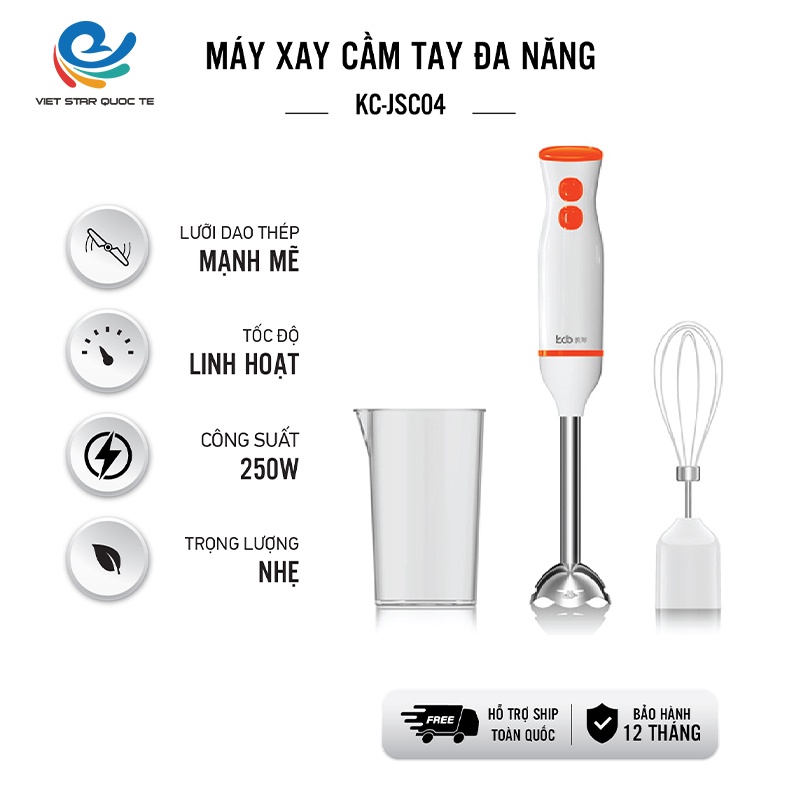 Máy xay cầm tay đa năng Việt Star Quốc Tế KC-SC04, công suất 250W, lưỡi dao thép, bảo hành 12 tháng