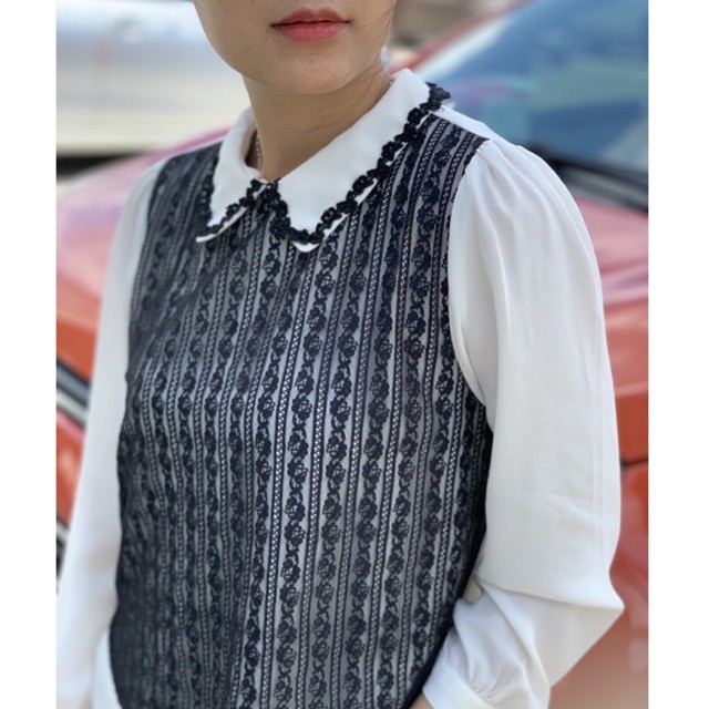 Áo sơmi phối ren sang chảnh
