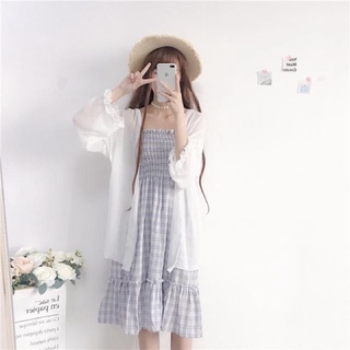 Có sẵn - váy hai dây kẻ caro siêu xinh