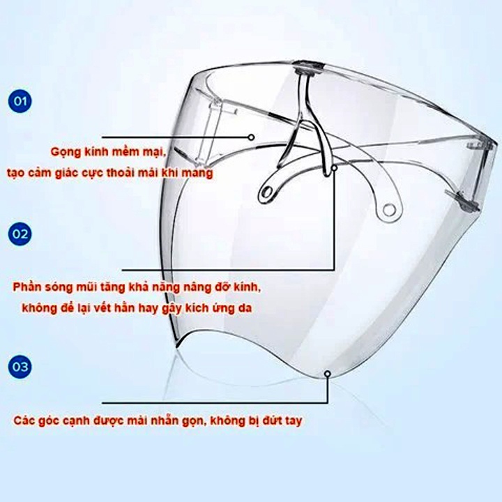 Kính chống dịch trong suốt PVC Face Shield