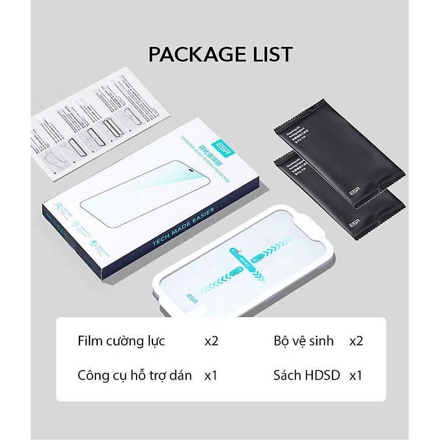 Miếng Dán Kính Cường Lực ESR Ultra Tough cho iPhone 13 Pro Max (Bộ 2 Miếng) - Hàng Nhập Khẩu.