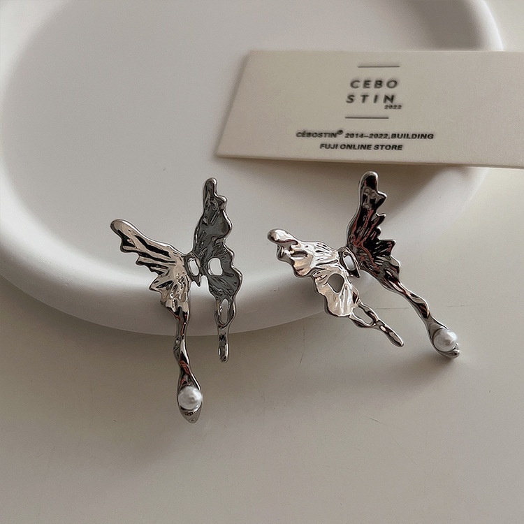 Bông Tai Dạng Lỏng Hình Bướm Đính Ngọc Trai Phong Cách Harajuku 19A1738