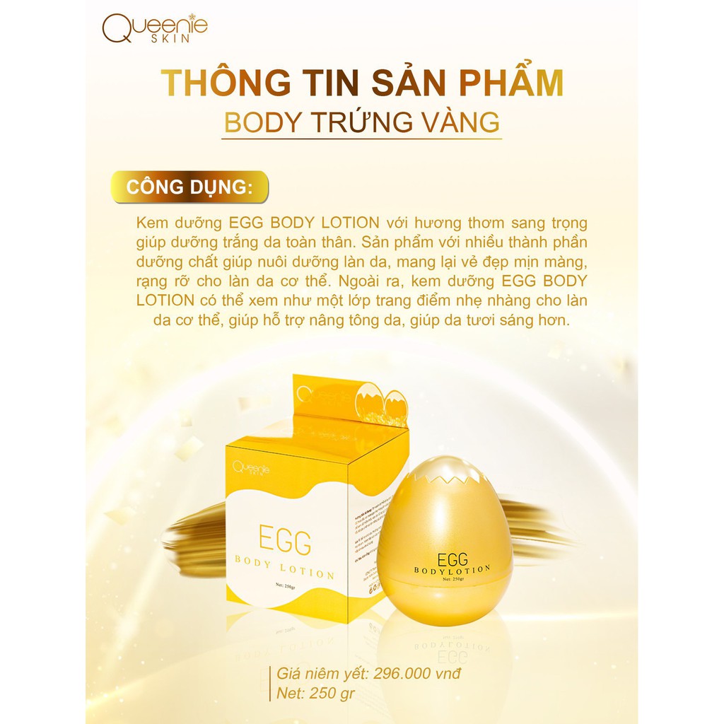 Kem Dưỡng Da Body Trứng Vàng Queenie Skin - 250 Gram - HÀNG CHÍNH HÃNG