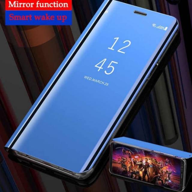 Lật Ốp Lưng Nắp Gập Màu Trơn Có Mặt Gương Phía Trước Cho Samsung Galaxy J7 Pro