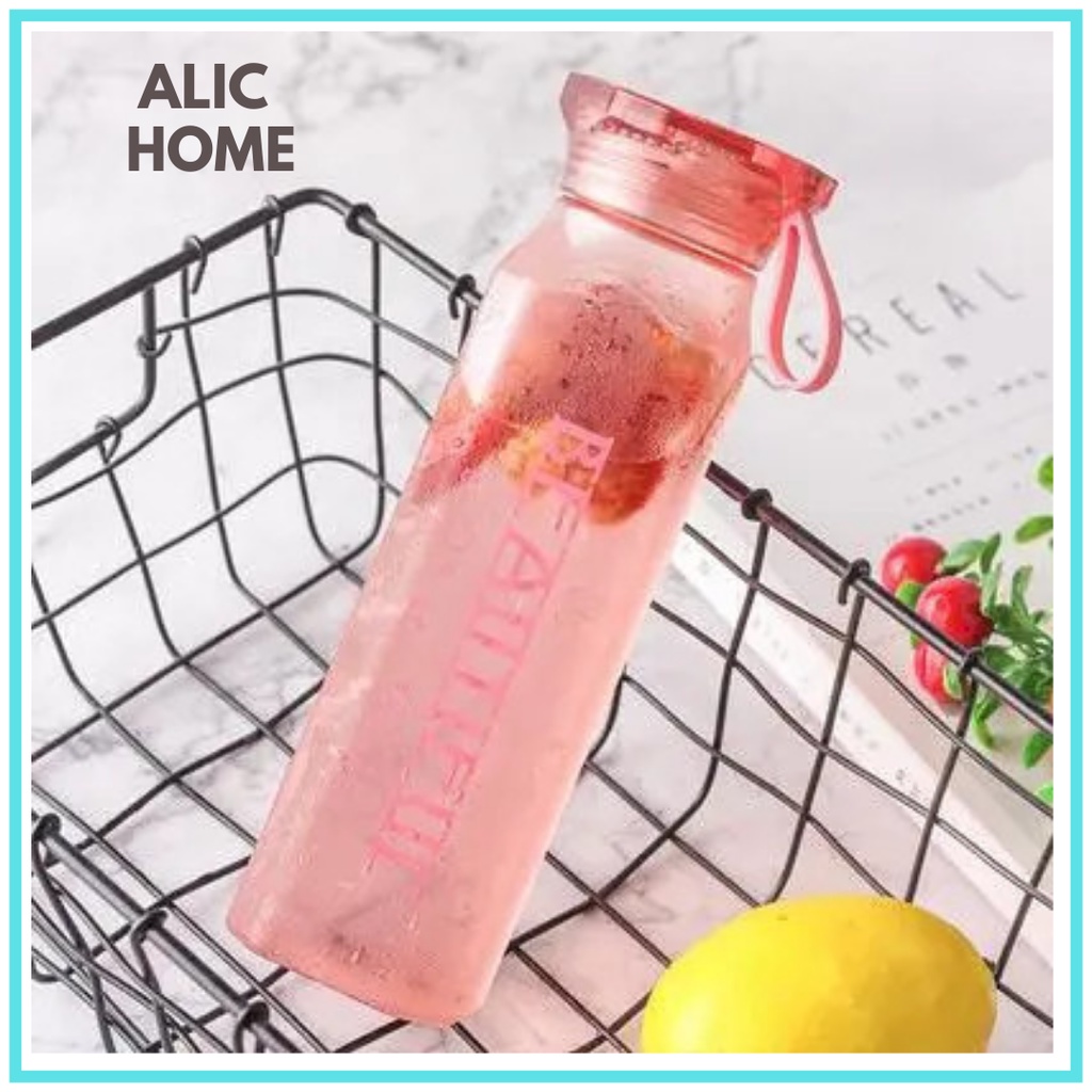 Bình nước thủy tinh beautiful 500ml vuông kiểu dáng năng động trẻ trung