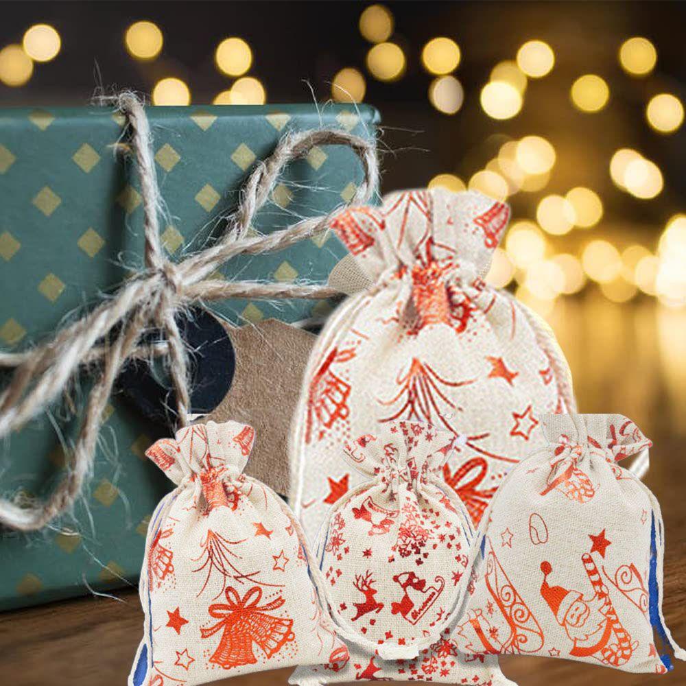 Túi Đựng Kẹo 24 Ngăn Bằng Vải Cotton Lanh Trang Trí Giáng Sinh