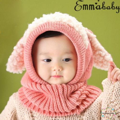 Mũ len beanie có tai thỏ cho bé trai và bé gái